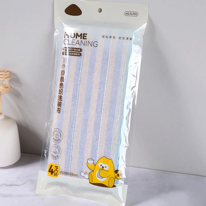 束条色织洗碗布4条装