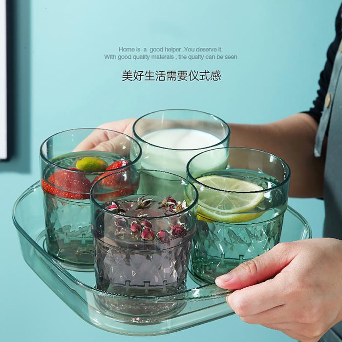 晶透水杯套装(4杯+托