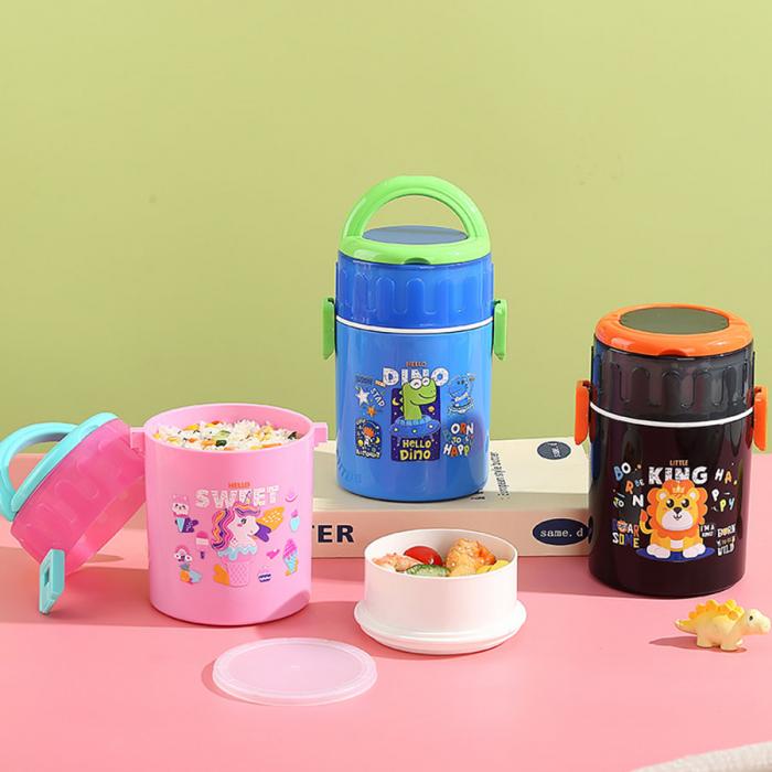 卡通双层密封餐盒(圆