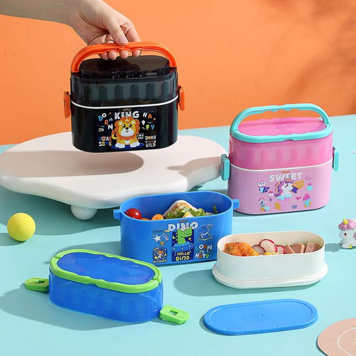 卡通双层密封餐盒(椭