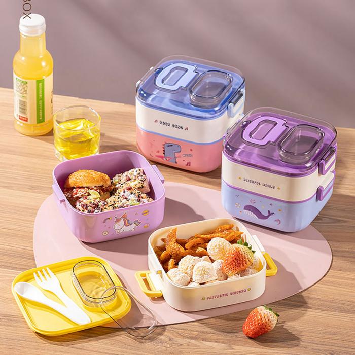 悦味塑料单层分格/单层/双层方形饭盒850ml