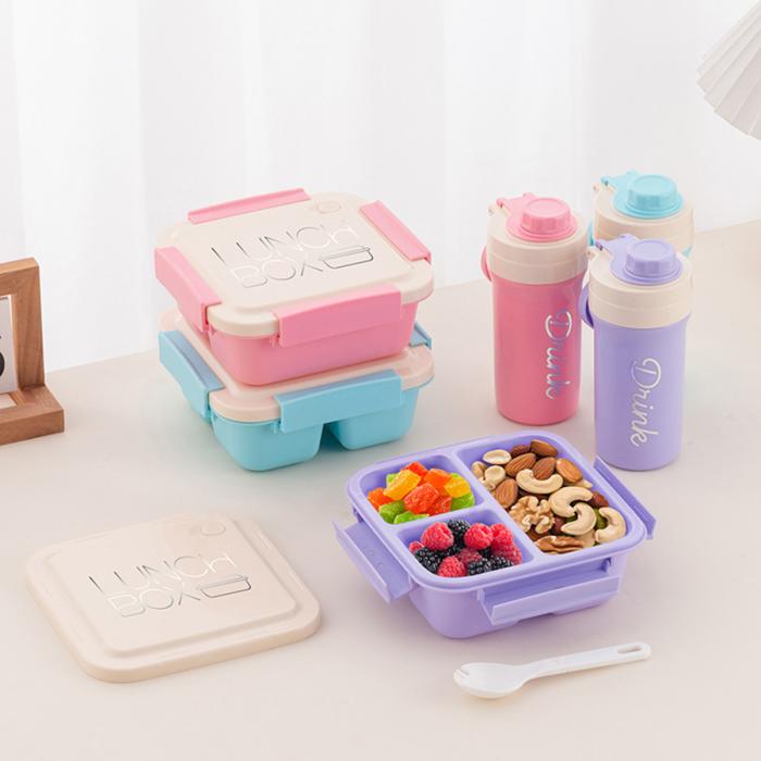 清新方形饭盒水壶套装