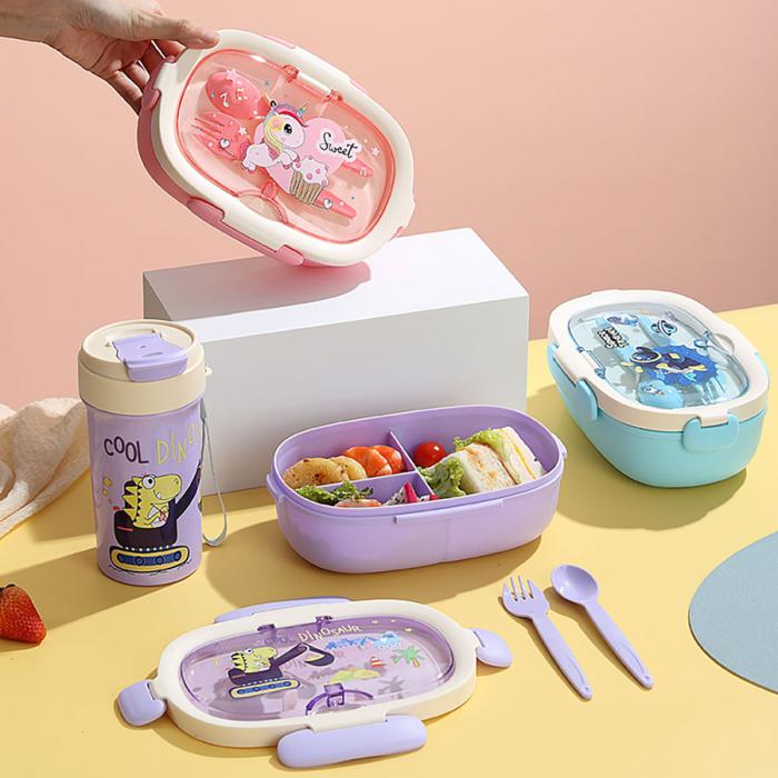 卡通旦形套装饭盒(饭盒850ML+水杯480ML)