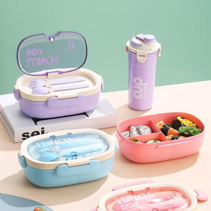 旦形套装饭盒(饭盒850ML+水杯480ML)