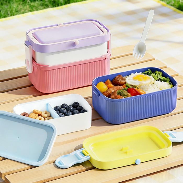 双层长方型提手饭盒(1300ml)